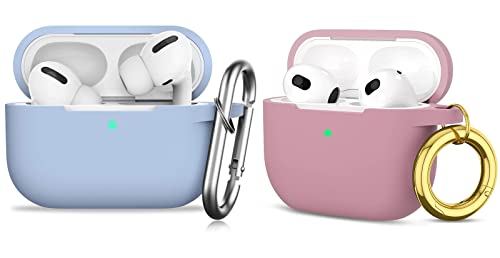 [Bundle] GMUDA for AirPods Pro Case & AirPods 3rd Generation Case(2021), Protective Silicone Cover with Keychain, Front LED Visible