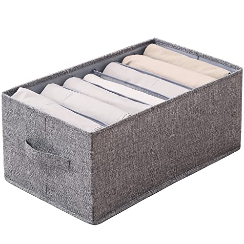 FIHAP Sock Drawer, Underwear Dresser, Collapsible Closet Wardrobe Organizer, Fabric Clothes Storage Organizers with Handles Dividers for Clothing, Jeans, Sweater, Bras, MacBook Charger (7 Grids, Grey)