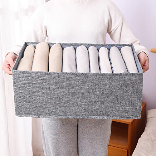 FIHAP Sock Drawer, Underwear Dresser, Collapsible Closet Wardrobe Organizer, Fabric Clothes Storage Organizers with Handles Dividers for Clothing, Jeans, Sweater, Bras, MacBook Charger (7 Grids, Grey)