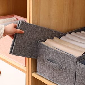 FIHAP Sock Drawer, Underwear Dresser, Collapsible Closet Wardrobe Organizer, Fabric Clothes Storage Organizers with Handles Dividers for Clothing, Jeans, Sweater, Bras, MacBook Charger (7 Grids, Grey)