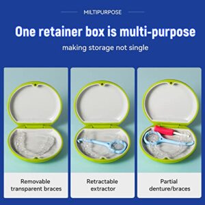 Annhua Retainer Container Case Partial Denture Case Retainer Box with Magnetic Closure, Mouthguard Case Denture Case Night Guard Case Slim for Household|Travel|Office - Blue