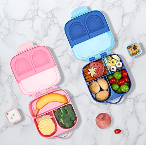 TWOKIWI Bento Lunch Box for Kids - Lunch Containers with 4 Compartments Includes Sauce Jar & Removable Divider, Durable, BPA-Free, Food-Safe Materials (Pink)