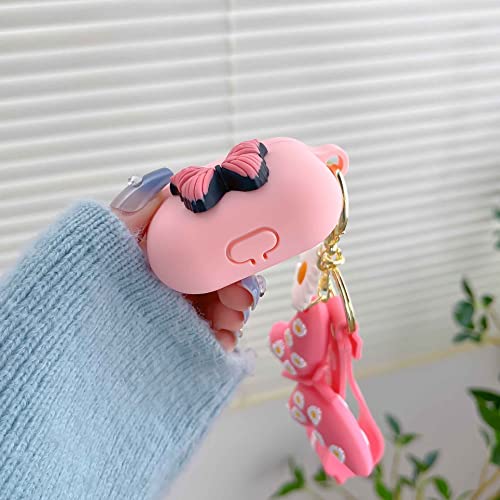 Slinbee Compatible with Airpods 3rd Gen 2021 Case Cover, Cute 3D Butterfly Fashion Cartoon Liquid Silicone Kids Teens Cases with Fun Cool Keychain for Apple Airpods 3rd Generation Charging Case (pink)