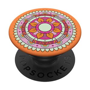 retro inspired mandala peace relaxation meditation aid focus popsockets swappable popgrip