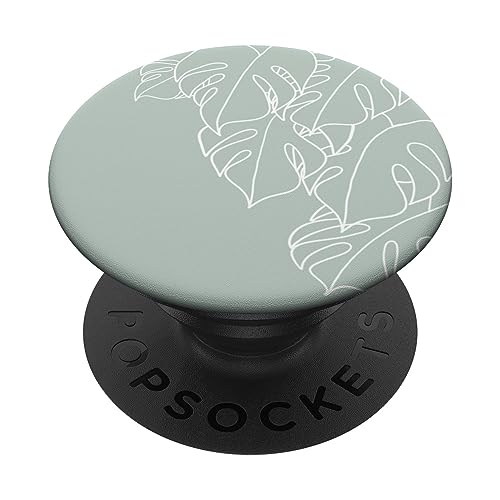 Light Green Mint Pastel Monstera Leaf Botanical Tropical PopSockets Standard PopGrip