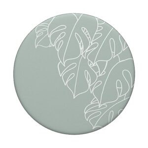 Light Green Mint Pastel Monstera Leaf Botanical Tropical PopSockets Standard PopGrip