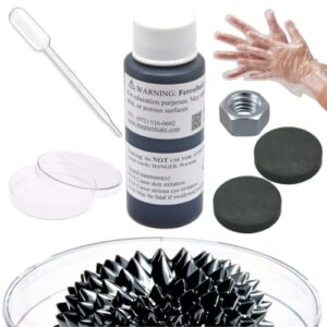 cms magnetics - (1oz kit with magnets) ferrofluid science project for education in magnetism - includes: 1 fluid ounce (29.5ml) bottle of ferrofluid, gloves, pipette, petri dishes, magnets, steel nut