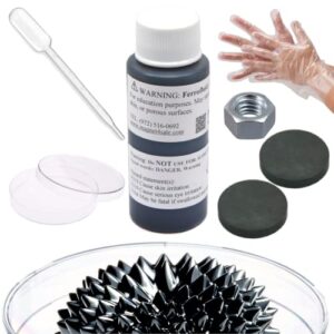 CMS MAGNETICS - (1oz Kit with Magnets) Ferrofluid Science Project for Education in Magnetism - Includes: 1 Fluid Ounce (29.5mL) Bottle of Ferrofluid, Gloves, Pipette, Petri Dishes, Magnets, Steel Nut