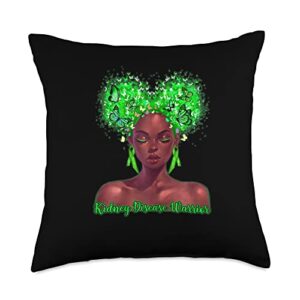 black history apparel kidney disease warrior melanin awareness throw pillow, 18x18, multicolor