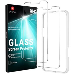 otofly glass screen protector designed for iphone 13/iphone 13 pro, 2 pack 6.1 inch full protection durable tempered glass for iphone 13/ 13 pro 6.1" with easy installation kit [anti-scratch, anti-fingerprint, bubble free and case-friendly]