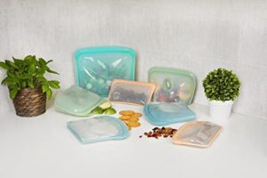 honest goods silicone food grade reusable storage bag, 7 pack, meal prep, snacks, kid food, airtight leak-proof premium silicone storage bags, microwave & freezer-safe (multi)