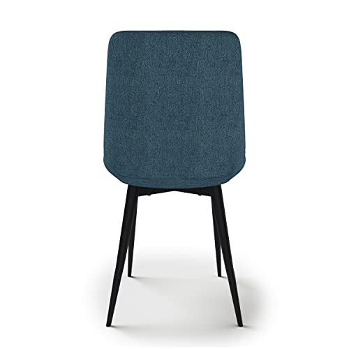 SIMPLIHOME Rosemead Mid Century Modern Dining Chair (Set of 2) in Blue Linen Look Fabric, For the Dining Room