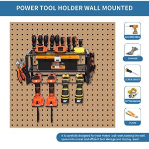 Auxu Power Tool Organizer, Garage Tool Organizers and Storage, 3 Layers Heavy Duty Metal Tool Floating Shelf, Drill Holder Wall Mount, Utility Storage Rack for Cordless Drill (3 Layer)