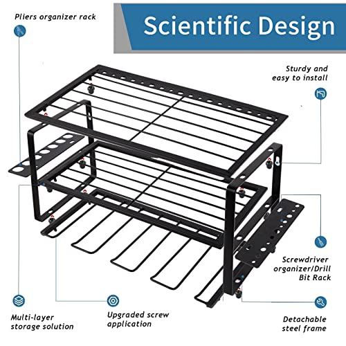 Auxu Power Tool Organizer, Garage Tool Organizers and Storage, 3 Layers Heavy Duty Metal Tool Floating Shelf, Drill Holder Wall Mount, Utility Storage Rack for Cordless Drill (3 Layer)