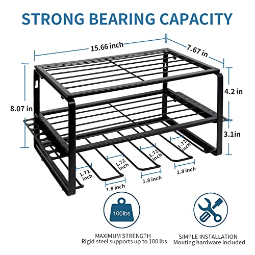 Auxu Power Tool Organizer, Garage Tool Organizers and Storage, 3 Layers Heavy Duty Metal Tool Floating Shelf, Drill Holder Wall Mount, Utility Storage Rack for Cordless Drill (3 Layer)