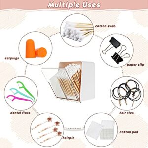 2 Pcs Cotton Ball Holder Canisters for Cotton Swabs Floss Dispenser Container Box with 2 Compartments Bathroom Storage Cotton Pads Organizer with Clear Lid for Cotton Round Makeup, White