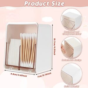 2 Pcs Cotton Ball Holder Canisters for Cotton Swabs Floss Dispenser Container Box with 2 Compartments Bathroom Storage Cotton Pads Organizer with Clear Lid for Cotton Round Makeup, White