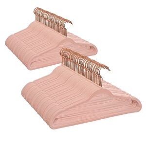 100 packs velvet hangers 360 degree rotating hangers durable and slim anti-slip hangers for hangers underwear hooks, pink - black - beige (pink)