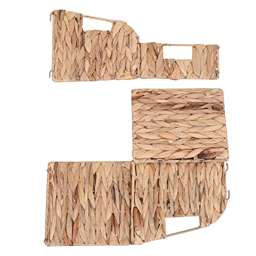 Water Hyacinth Storage Baskets with Handles,Seagrass Storage Basket,Wicker Baskets,Small Folding 2 Packs Handmade Woven Baskets 9.4"L x 7.9"W x 7.5 "H (water hyacinth)