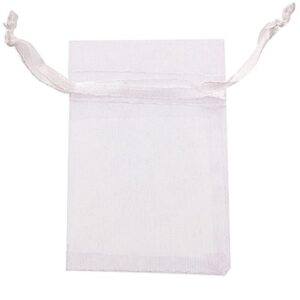 atcg 50pcs 10x14 inches large drawstring organza bags decoration festival wedding party favor gift toys pouches (white)