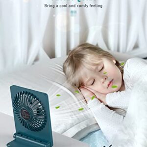 FARADAY Small Table Fans Rechargeable Portable 180°Tilt Folding Desk Fans Battery Operated Personal Fan Ultra Quiet For Home Bedroom Office Desktop, 3 Speeds (Deep Green)