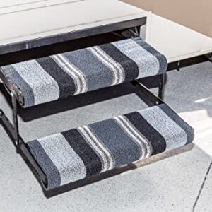 ShadePro RV Step Covers - 2 Pack (Black) - Adjustable Wrap Around Stair Rug Covers for RVs, Campers, and Trailers - 24 Inches - Trim to The Perfect Size - Fits Straight or Curved RV Steps