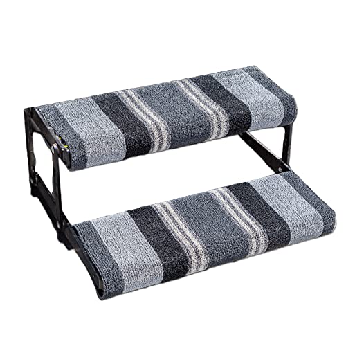 ShadePro RV Step Covers - 2 Pack (Black) - Adjustable Wrap Around Stair Rug Covers for RVs, Campers, and Trailers - 24 Inches - Trim to The Perfect Size - Fits Straight or Curved RV Steps