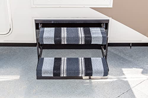 ShadePro RV Step Covers - 2 Pack (Black) - Adjustable Wrap Around Stair Rug Covers for RVs, Campers, and Trailers - 24 Inches - Trim to The Perfect Size - Fits Straight or Curved RV Steps