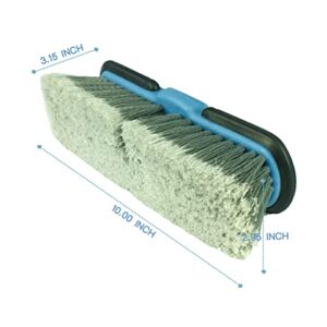 GIANT BEAR Soft Bristle car wash Brush Head (10"), Streamlined, Non-damaging, Scratch-Free, fits Standard Acme 3/4" trapezoidal Threads for car/Truck/Deck/SUV/Household Cleaning.