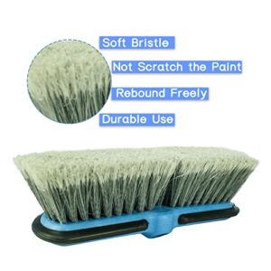 GIANT BEAR Soft Bristle car wash Brush Head (10"), Streamlined, Non-damaging, Scratch-Free, fits Standard Acme 3/4" trapezoidal Threads for car/Truck/Deck/SUV/Household Cleaning.