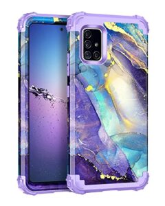rancase for galaxy a51 5g case,three layer heavy duty shockproof protection hard plastic bumper +soft silicone rubber protective case for samsung galaxy a51 5g,purple