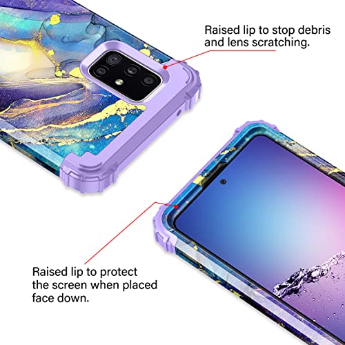 Rancase for Galaxy A51 5G Case,Three Layer Heavy Duty Shockproof Protection Hard Plastic Bumper +Soft Silicone Rubber Protective Case for Samsung Galaxy A51 5G,Purple