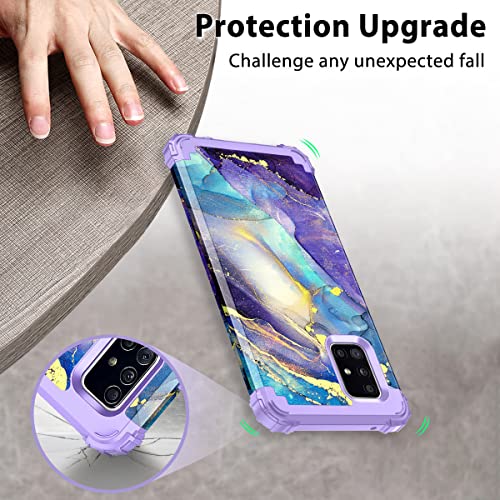 Rancase for Galaxy A51 5G Case,Three Layer Heavy Duty Shockproof Protection Hard Plastic Bumper +Soft Silicone Rubber Protective Case for Samsung Galaxy A51 5G,Purple