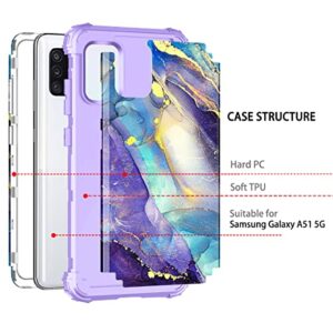 Rancase for Galaxy A51 5G Case,Three Layer Heavy Duty Shockproof Protection Hard Plastic Bumper +Soft Silicone Rubber Protective Case for Samsung Galaxy A51 5G,Purple