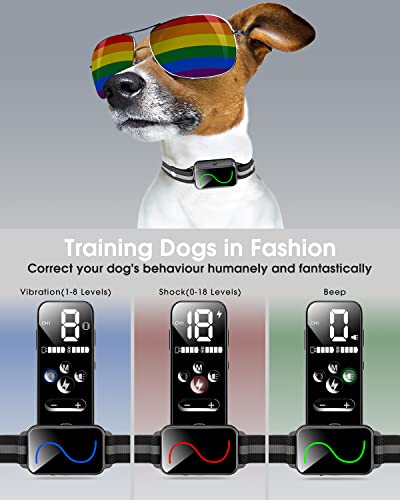 FATEAR Dog Training Collar, Dog Shock Collar with 2600FT Remote Range, Fashion Electronic Collar for Large Medium Small Dogs, Beep/Vibration/Electric Shock, Security Lock, Waterproof