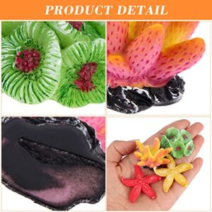 RUSUANJUN 16 Pcs Artificial Coral Plant Aquarium Decorations Coral Reef Decor Premium Quality Artificial Craft Resin Multicolor Aquarium Decor for Fish Tank Aquarium Landscape