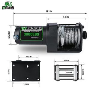 STIMULATER 3000lb ATV/UTV Winch,Electric Winch 12V,Winch with Steel Cable,Steel Wire Winch with Wireless Remote and Wired Remote,with Hawse Fairlead,IP67 Waterproof,Suitable for Most ATVs and UTVs