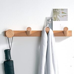 drkun wood coat hook 15 inch wall mounted coat rack decorate 4 hooks, rubber wood hook for clothes hat towel robe