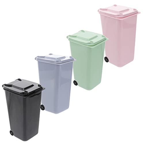 Gatuida Mini Trash Can, 4Pcs Mini Curbside Garbage Trash Bin Pen Holder and Unique Tiny Size Recycle Can Set Pencil Cup Desktop Organizer