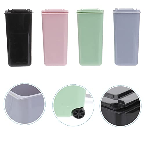 Gatuida Mini Trash Can, 4Pcs Mini Curbside Garbage Trash Bin Pen Holder and Unique Tiny Size Recycle Can Set Pencil Cup Desktop Organizer