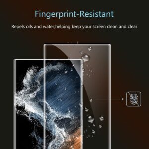 [2+2 Pack] Galaxy S22 Ultra Screen Protector, 9H Tempered Glass, Ultrasonic Fingerprint Support, 3D Curved, HD Clear Scratch Resistant for Samsung Galaxy S22 Ultra 5G Glass Screen Protector