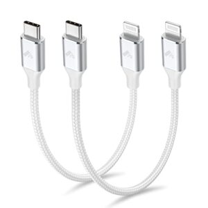 1ft 2pack usb c to lightning cable short, power delivery usb c iphone cable mfi certified braided type c iphone charger cord fast charging for iphone 14 13 12 11 pro max xr xs x 8 plus se ipad-1 foot