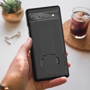 Encased DuraClip Designed for Pixel 6a Belt Clip Case (Slim-fit) Phone Holster Case with Kickstand, Black (Google Pixel 6a)