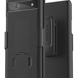 Encased DuraClip Designed for Pixel 6a Belt Clip Case (Slim-fit) Phone Holster Case with Kickstand, Black (Google Pixel 6a)