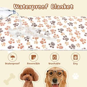 YUEPET Waterproof Dog Blankets, 2 Pack Washable Dog Blankets for Bed Couch Sofa Protector Fleece Flannel Puppy Blanket Soft Plush Reversible Throw Blanket for Small Dog Puppy Cat 30"×20"(White+Coffee)