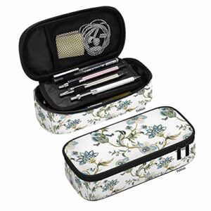 yekiua flowers pencil case ethnic japanese floral big capacity pencil pouch office college makeup bag