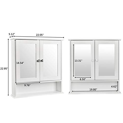 GEDELITE Bathroom Cabinet with Mirror, Bathroom Cabinet Wall Mounted,Bathroom Wall Cabinet, Bathroom Storage Cabinet,Wall Mounted 6.5”x21.65”x22.83”