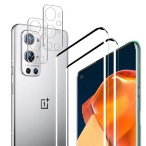 OnePlus 9 Pro Screen Protector + Camera Lens Protectors By BIGFACE, [2 + 2 Pack] Full Premium HD Clarity Coverage Premium Tempered Glass, Anti-Scratch, 3D Touch Accuracy Anti Bubble Film