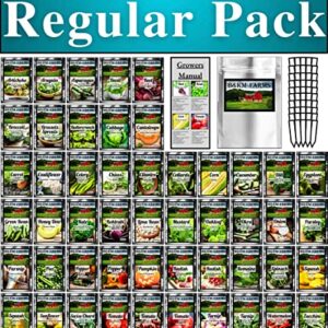 50 Vegetable & Fruit Seeds for Planting Your Outdoor & Indoor Home Seed Garden Gear. 12,500 Seeds, 50 Seed Markers, Growing Guide, & Survival Package. Gardening Heirloom Non-GMO Veggie Seed B&KM Farms