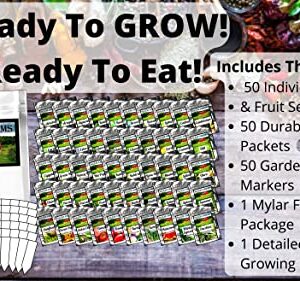 50 Vegetable & Fruit Seeds for Planting Your Outdoor & Indoor Home Seed Garden Gear. 12,500 Seeds, 50 Seed Markers, Growing Guide, & Survival Package. Gardening Heirloom Non-GMO Veggie Seed B&KM Farms